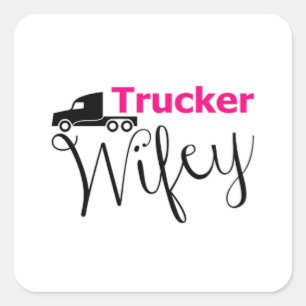 Truckers Vrouw Vrachtwagenchauffeur Truckers Liefd Vierkante Sticker