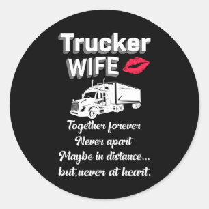 Truckers Wife Love Truck Drivers Gift Idee Ronde Sticker