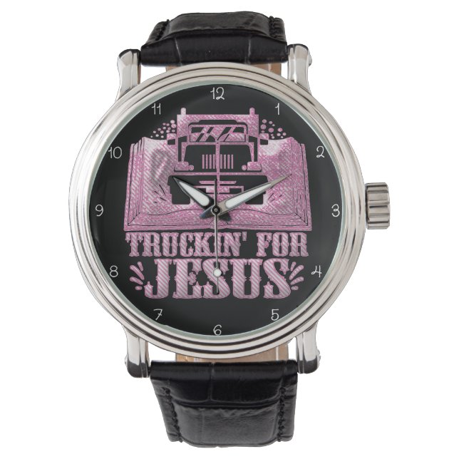 Truckin' For Jesus: Pink Faith Horloge (Voorkant)
