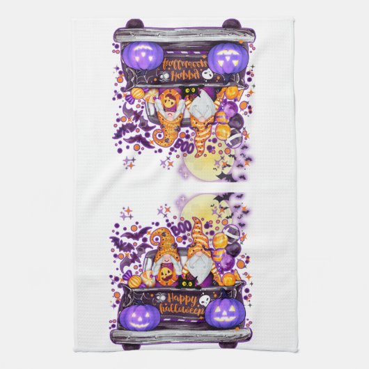 Truckin Halloween Gnomes Theedoek (Verticaal)