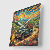 Truckin' - Sun-Kissed Road Trip Vierkante Klok (Hoek)