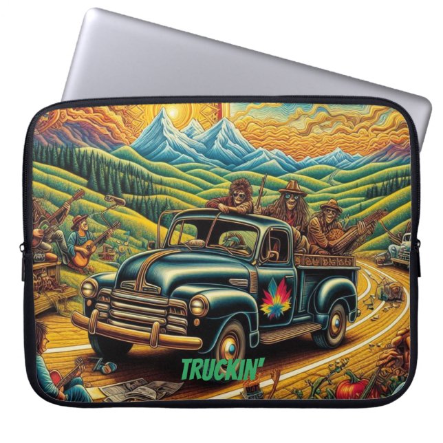 Truckin' - Zon-Kussed Road Trip Laptop Sleeve (Voorkant)