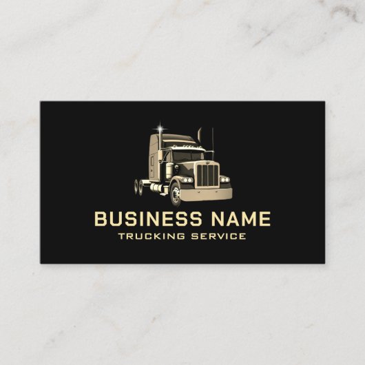 Trucking Service Modern Gold Semi Truck Zwart Visitekaartje (Voorkant)