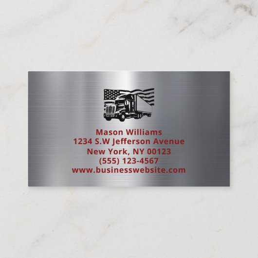 Trucking Transport Metal Design Trucker Company Visitekaartje (Achterkant)