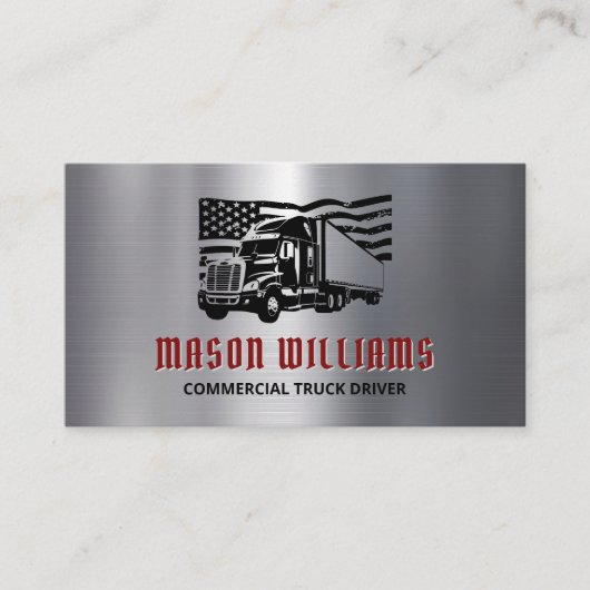 Trucking Transport Metal Design Trucker Company Visitekaartje (Voorkant)
