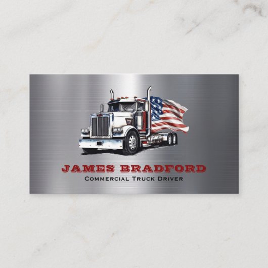 Trucking Transport Metal Log Trucker Company Visitekaartje (Voorkant)