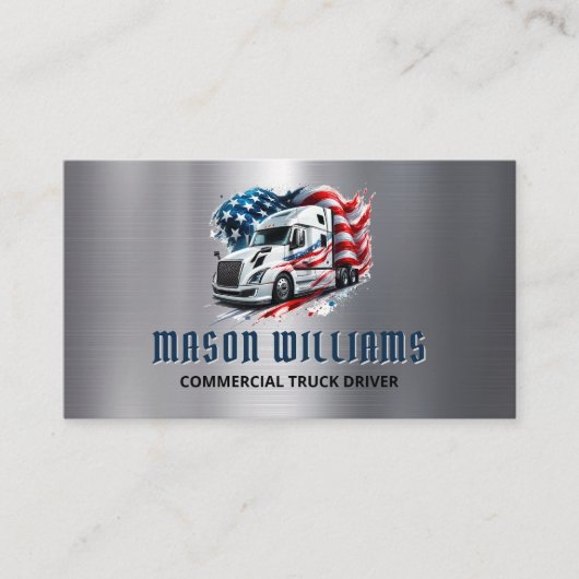 Trucking Transport Trucker Company American Flag Visitekaartje (Voorkant)