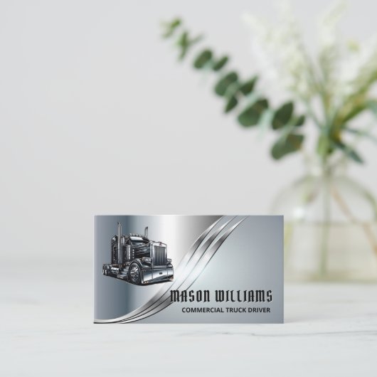 Trucking Transport Trucker Company Metaal Visitekaartje (Staand voorkant)