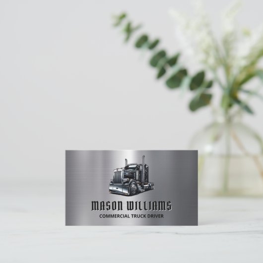 Trucking Transport Trucker Company Metaal Visitekaartje (Staand voorkant)