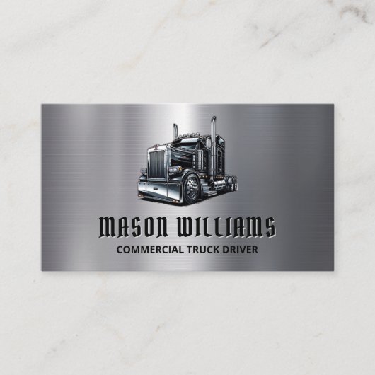 Trucking Transport Trucker Company Metaal Visitekaartje (Voorkant)