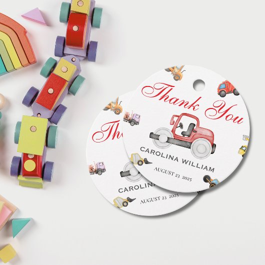 Trucks baby in aanbouw baby shower bedankjes labels