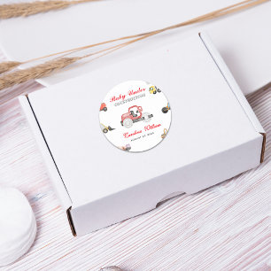Trucks baby in aanbouw baby shower ronde sticker