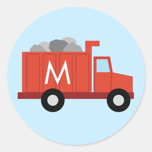Trucks Boys Schattige Kind Naam Envelop Seal Stick Ronde Sticker (Voorkant)
