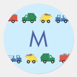 Trucks Boys Schattige Kind Naam Envelop Seal Stick Ronde Sticker