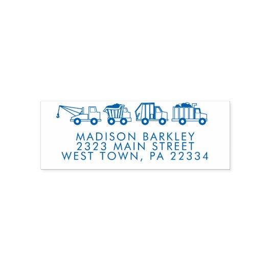 Trucks Boy's schattige Kind retour adres stempel (Design)