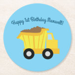 Trucks Cute Boy Kids Birthday Party Theme Ronde Kartonnen Onderzetter<br><div class="desc">Houdt je kleine van vrachtwagens en auto's? Viel hun allereerste verjaardag met dit schattige collectie van de constructiedrukthebber. Ideaal voor een kind van de eerste verjaardag dat van vroom vrooms houdt,  en alles met wieltjes! Speciaal geweldig voor jongens!</div>
