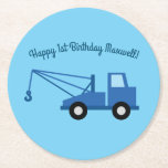 Trucks Cute Boy Kids Birthday Party Theme Ronde Kartonnen Onderzetter<br><div class="desc">Houdt je kleine van vrachtwagens en auto's? Viel hun allereerste verjaardag met dit schattige collectie van de constructiedrukthebber. Ideaal voor een kind van de eerste verjaardag dat van vroom vrooms houdt,  en alles met wieltjes! Speciaal geweldig voor jongens!</div>