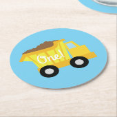 Trucks Cute Boy Kids Birthday Party Theme Ronde Kartonnen Onderzetter (Gebogen)
