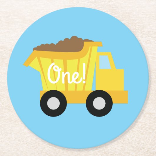 Trucks Cute Boy Kids Birthday Party Theme Ronde Kartonnen Onderzetter (Voorkant)