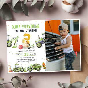 Trucks & Diggers Bouw 2e Verjaardag Foto Kaart