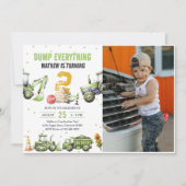 Trucks & Diggers Bouw 2e Verjaardag Foto Kaart (Voorkant)