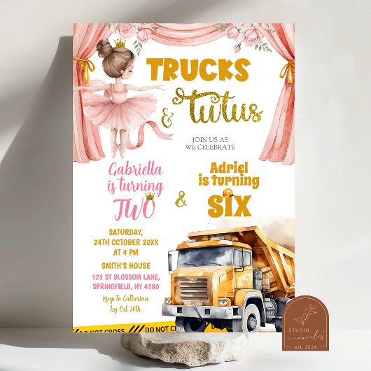 Trucks en Tutus gezamenlijke verjaardag Kaart