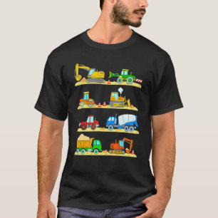 Trucks Excavator Cement Truck Bulldozer Constructi T-shirt