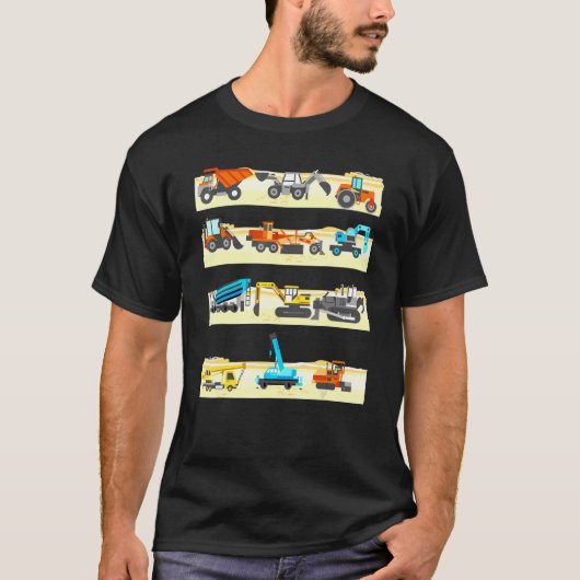 Trucks Excavator Cement Truck Bulldozer Constructi T-shirt (Voorkant)