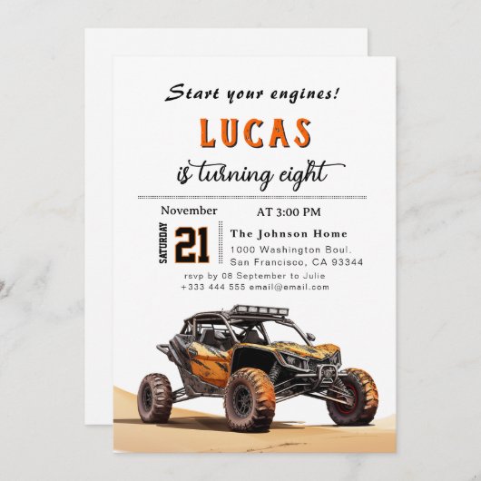 Trucks verjaardagsfeestje uitnodiging (Voorkant / Achterkant)