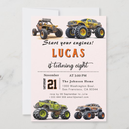 Trucks verjaardagsfeestje uitnodiging (Voorkant)