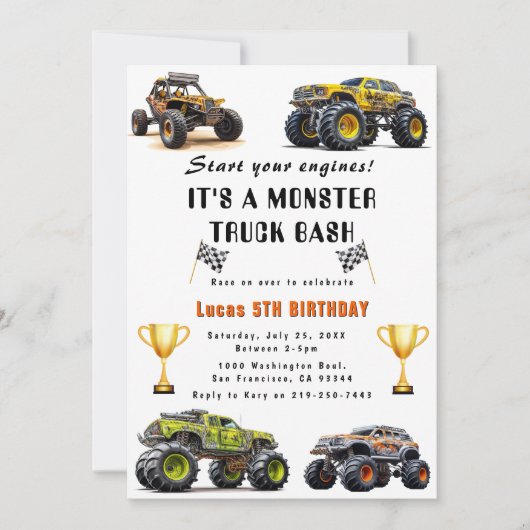 Trucks verjaardagsfeestje uitnodiging (Voorkant)