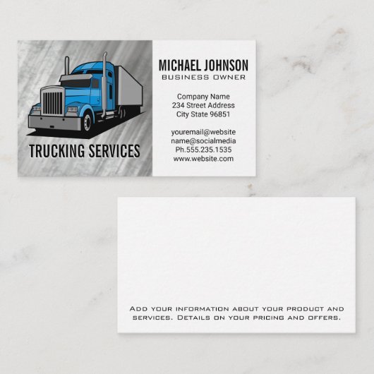 Truckvervoer | semi-vrachtwagen | vervoer visitekaartje (Voorkant / Achterkant)