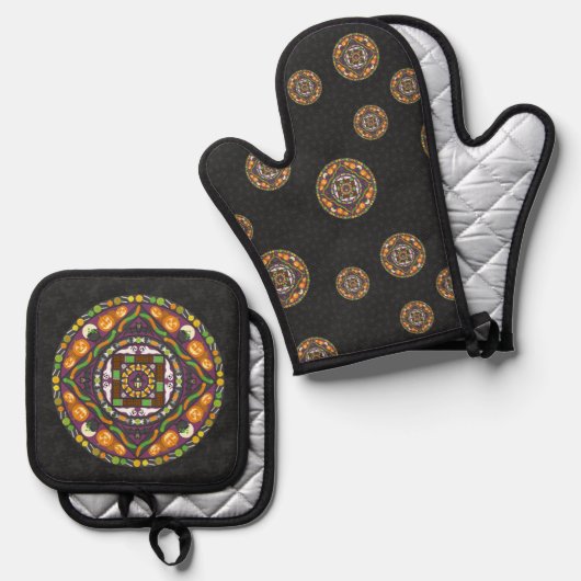 Trucs en Treats Mandala Ovenwant & Pannenlap Set (Voorkant / Achterkant)