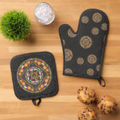 Trucs en Treats Mandala Ovenwant & Pannenlap Set (Top down)