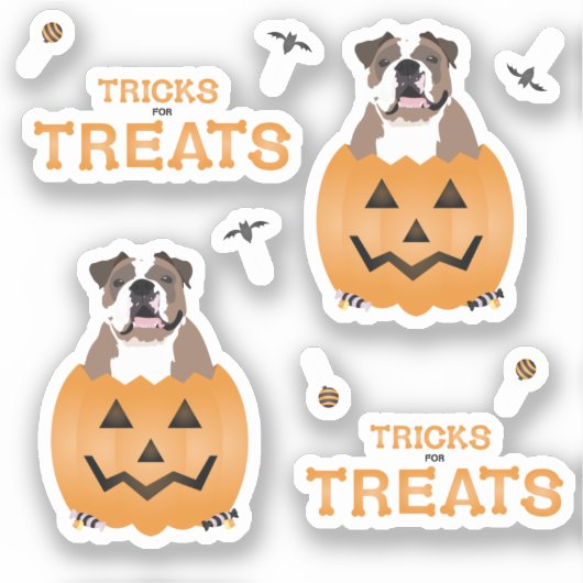 Trucs voor snoepjes Engelse Bulldog Oranje Sticker (Voorkant)