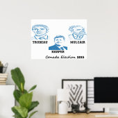 Trudeau Harper Mulcair verkiezingen 2015 Poster (Thuiskantoor)