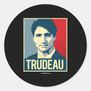 Trudeau Propaganda Poster -.png Ronde Sticker
