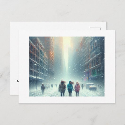 Trudging door de stad Sneeuw, Briefkaart (Voorkant / Achterkant)