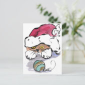 Trudy verbergt in het Pet van de Kerstman Feestdagenkaart (Staand voorkant)