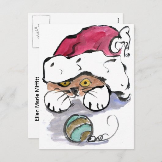 Trudy verbergt in het Pet van de Kerstman Feestdagenkaart (Voorkant / Achterkant)