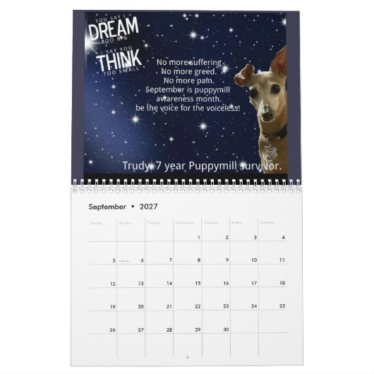 Trudy's Puppymill Awareness Calendar 2016! Kalender (Sep 2027)