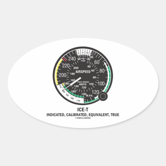True Airspeed Indicator (ICE-T-geheugensteuntje) Ovale Sticker (Voorkant)