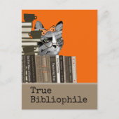 True Bibliophile - Cat with Books Briefkaart (Voorkant)