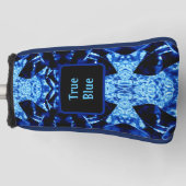 True Blue Edgy Abstract, op maat gemaakt met naam Golfheadcover (Voorkant)