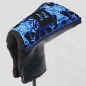 True Blue Edgy Abstract, op maat gemaakt met naam Golfheadcover (3/4 voorkant)