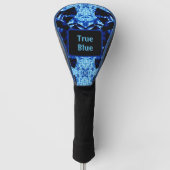True Blue Edgy Abstract, op maat gemaakt met naam Golfheadcover (Voorkant)
