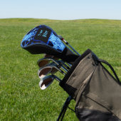True Blue Edgy Abstract, op maat gemaakt met naam Golfheadcover (Insitu)