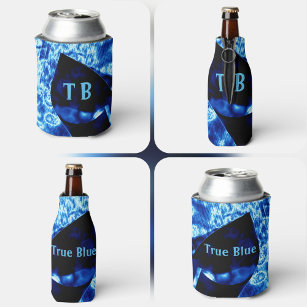 True Blue Edgy Abstracte persoonlijke Initialen Blikjeskoeler
