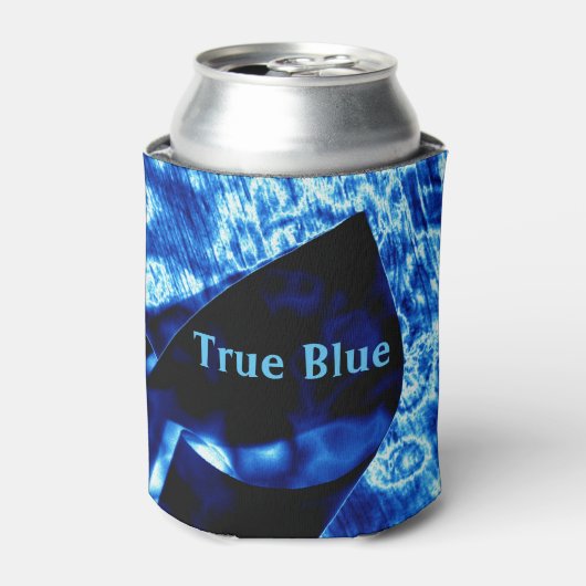 True Blue Edgy Abstracte persoonlijke Initialen Blikjeskoeler (Blikje Voorkant)