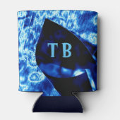 True Blue Edgy Abstracte persoonlijke Initialen Blikjeskoeler (Achterkant)